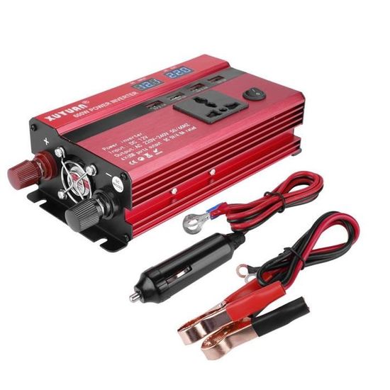 Convertisseur 12V/24V Vers 220V Pour Voiture – Prise USB – Charge Téléphone, Ordinateur – Protection Surtension