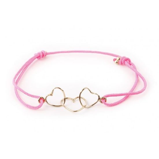 Bracelet Chaîne De Main Gourmette – Cœurs Rose, Acier Inoxydable, Femme, 19 Cm, élégant