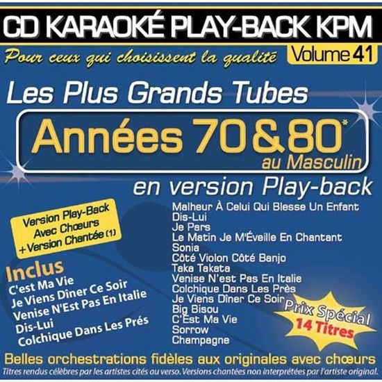 CD Karaoké Play-Back KPM Vol.41 "Tubes Années 70 & 80
