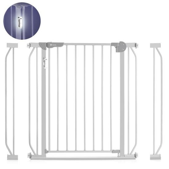 LIONELO Truus Slim LED - Barrière de sécurité bébé - 75-105 cm - Fixation par pression - Ouverture à double sens - Gris