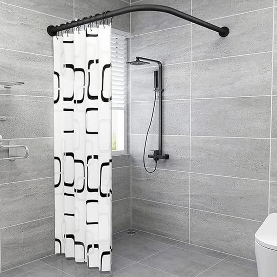 TTFFWW Inoxydable Barre Rideau,Tringle Douche Angle Douche Tringle Rideau Douche sans Percage Extensible Baignoirepôles ​De Rideau en Forme De L pour Bains Cabine De Douch,60~80cm×80~120cm