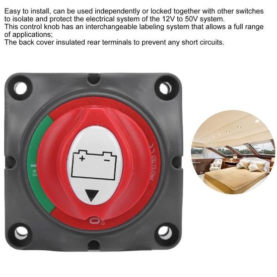 Nuluxi - Interrupteur Isolateur Batterie 12V/24V - Coupe-circuit Universel Voiture, Bateau, Camping-car - Étanche