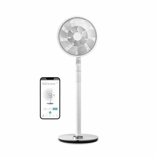 Ventilateur Sur Pied Duux Whisper 2 Blanc - 26 Vitesses - Télécommande - Minuterie 12h - Silencieux (13dB) - Oscillation
