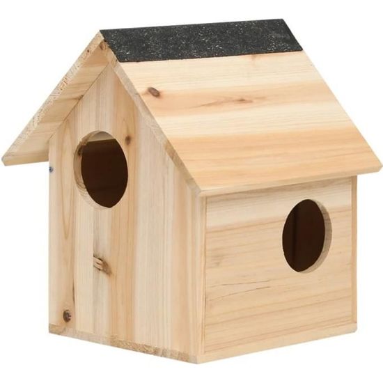 MOONAIRY Maison Pour Écureuils En Bois De Sapin Massif 26x25x29 Cm - Nichoir 3 Trous D'Entrée
