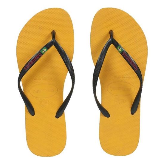 HAVAIANAS Tongs Slim Brasil Logo Jaune/Noir Mixte Jaune - Cdiscount ...