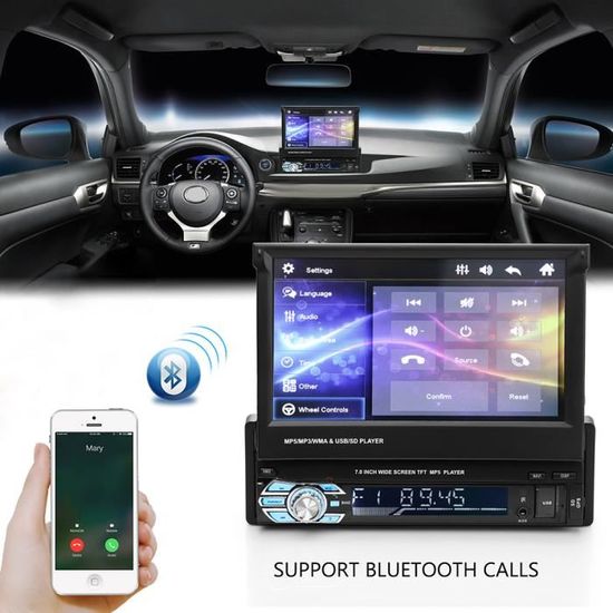 7" Autoradio Gps Bluetooth Navigation Voiture Stéréo Lecteur Mp5 Fm Multimédia Stéréo