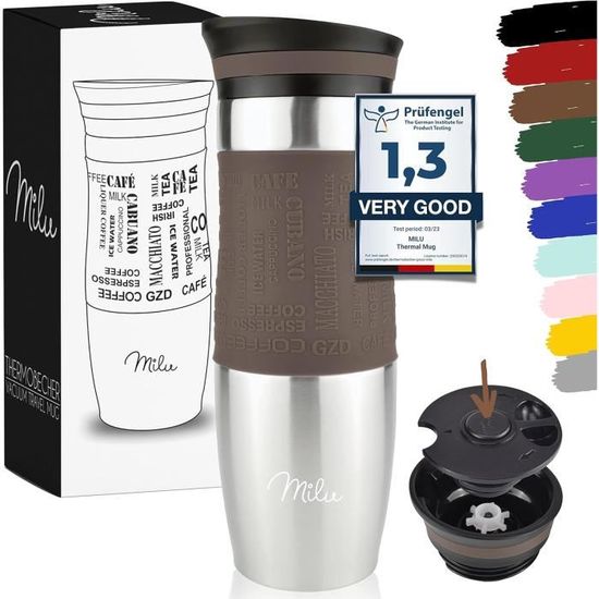 Mug Isotherme Moon 360° - 300ml Acier Inoxydable - Garde Chaud 12h - Couvercle Étanche - Noir