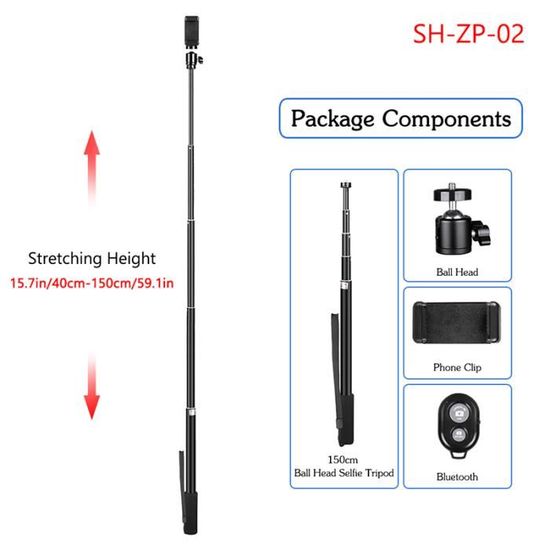 Mini Trépied Perche à Selfie 3 En 1 - Extensible Jusqu'à 73 Cm, Télécommande Bluetooth - Portable, Couleur Verte