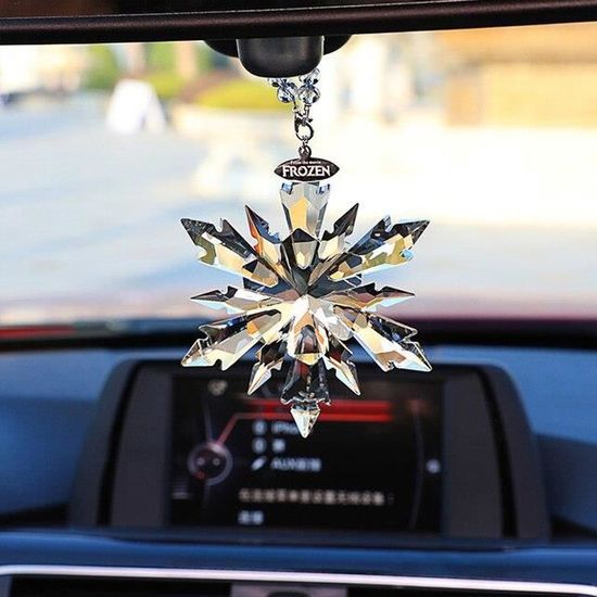 Pendentif De Rétroviseur En Forme De Fleur En Cristal Pour Voiture, Accessoire Porte-bonheur, Transparent