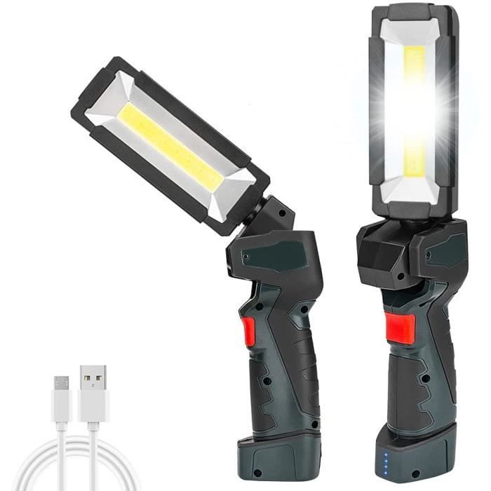2 Mini Lampes De Travail LED Rechargeables 800 Lumens - Porte-clés, 4 Modes, Support Pliable, Décapsuleur - 10