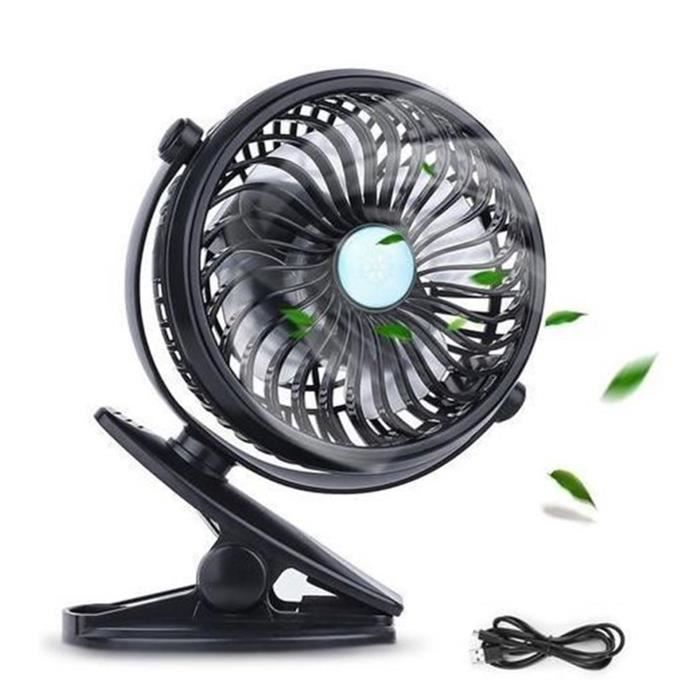 Ventilateur À Pince Mini Ventilateur USB Ultra Silensieux et Rechargeable Rotation de 360° pour Maison Bureau Voiture - Noir - Yuan - 123
