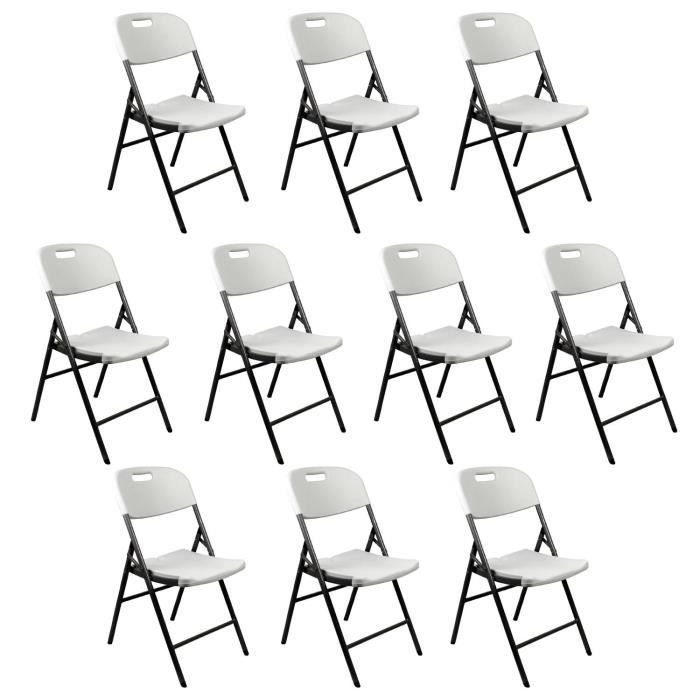 Lot De Chaises Pliantes De Jardin En Plastique Blanc – Ultra Résistantes, Idéales Terrasse, Camping, Balcon Ou Extra Invités