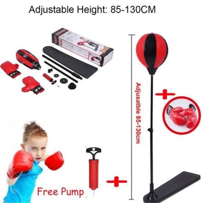 Punching Ball de Vitesse Réglable Avec Gants de Boxe Set Base de Pied pour Enfants
