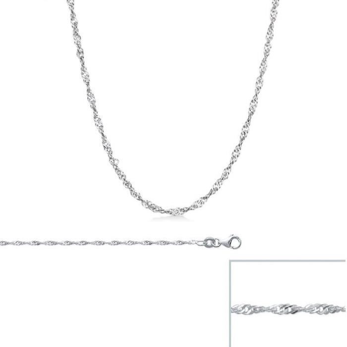 Chaine argent Torsadée maille SINGAPOUR largeur 1,7mm (40 cm)