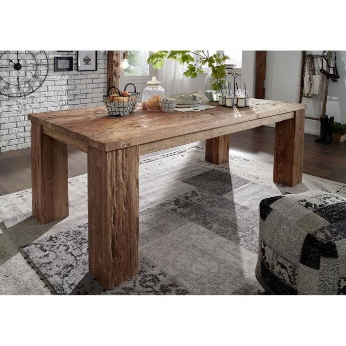 Table à manger 220x110cm - Bois massif recyclé de teck brut - Aspect naturel et rustique - BASSANO #102