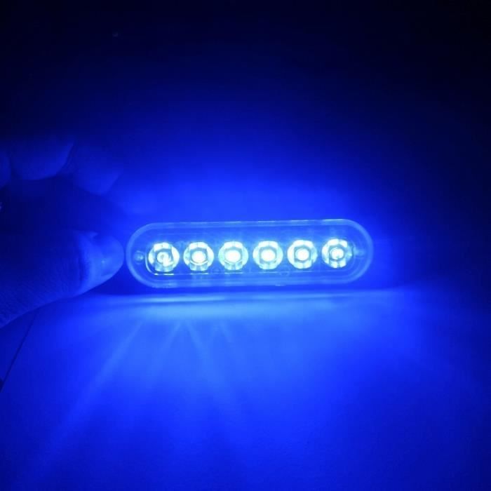 2pcs Blue -Feux latéraux de voiture, remorque, camion, moto, clignotants, clignotants, lampe ambre-rouge-blanc-bleu, 6 Led, 12V, 2 p