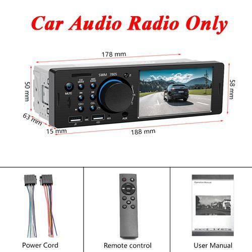 Hikity 4.1 pouces TFT 1 Din autoradio Audio stéréo Radio FM Bluetooth MP5 lecteur Support caméra de recul - Type Car Radio Only