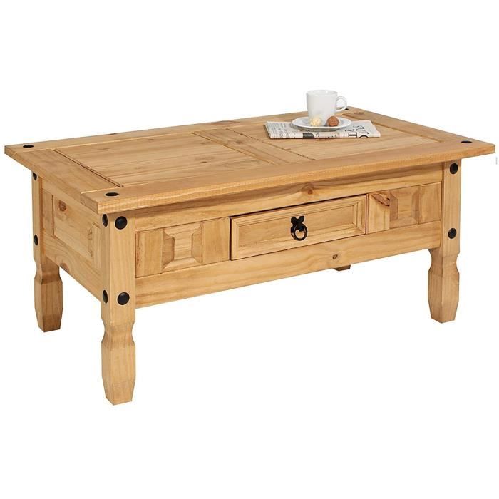 PETIT MEUBLE DE RANGEMENT IDIMEX Table Basse de Salon Salsa rectangulaire en Bois Style Mexicain avec 1 tiroir en pin Massif Fin1385