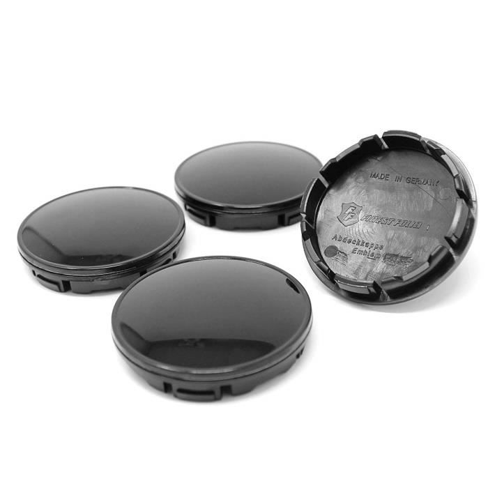 Finest Folia Lot de 4 couvercles en Plastique ABS 56 mm avec Capuchon en Aluminium Noir