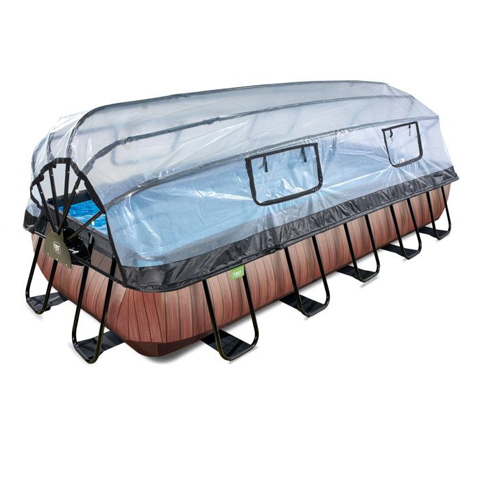 EXIT Wood, Piscine hors sol, Rectangle, 12600 L, Marron, Child & adult, 9 personne(s)