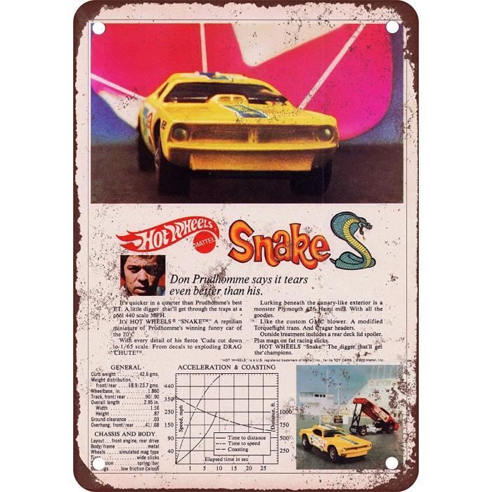 OBJET DE DECORATION ECONG Hot Wheels Snake Enseigne Murale en Meacutetal Signes Deacutetain Suspendu Avertissement Vintage Ar790