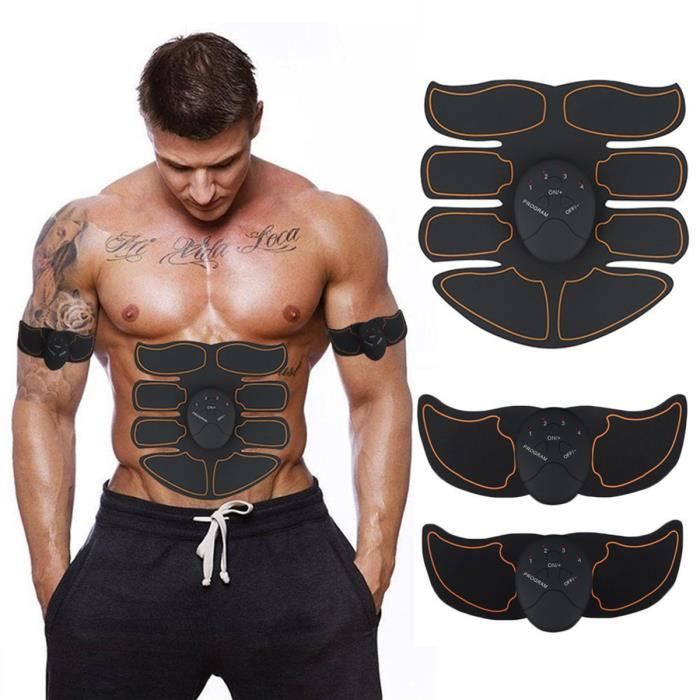 Exerciseur en ABS, muscles abdominaux, 8 morceaux de ceinture de tonification musculaire EMS brûleur de graisse (noir et rouge)-LEY