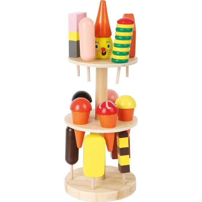 Commerçant Small Foot 5261 Marchande glacier en bois, accessoires pour magasin et cuisine enfant, avec 15 sortes, à par 60679