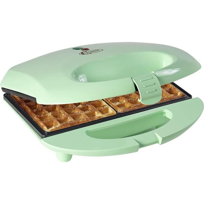 Bestron Gaufrier pour Gaufres de Bruxelles, Gaufrier avec Revetement Anti-Adhesif, Design Retro, 700 Watts, Couleur Menthe