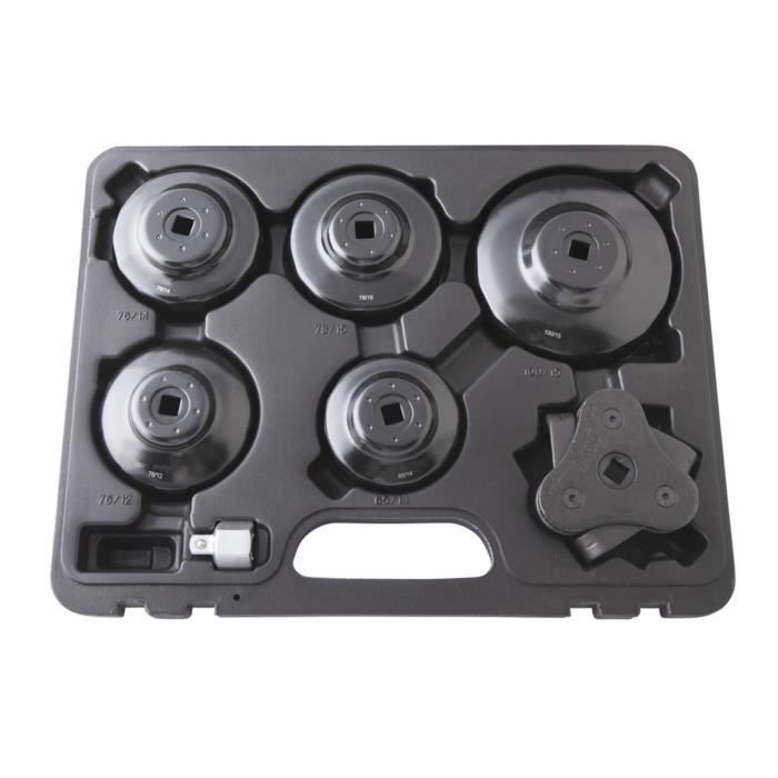 Coffret 6 douilles et clés filtres à huile multimarque + adaptateur 1/2\