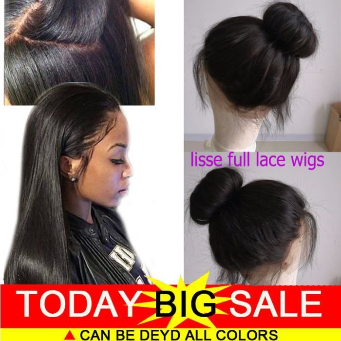 22 pouces(55cm)-Perruque Femme FULL LACE Wig Lisse 100% Cheveux Humains Naturels Bresiliens Raide
