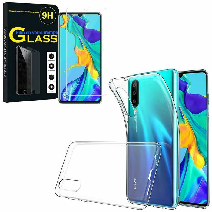 Coque Silicone transparente + Verre Trempé pour Huawei P30 Lite