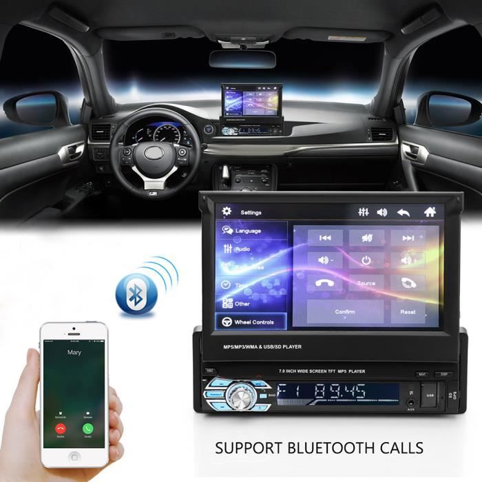 7- Autoradio Gps Bluetooth Navigation Voiture Stéréo Lecteur Mp5 Fm Multimédia Stéréo