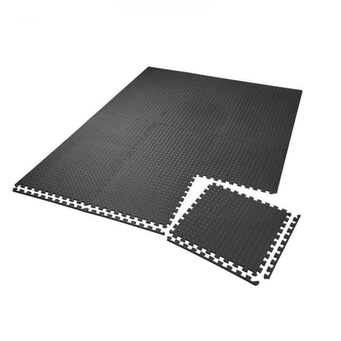 Lot de 48 Dalles Carrées EVA - Tapis de sol, Sport, Gymnastique Yoga Tapis Puzzle Antidérapant Mousse Noir 600 X 600 mm