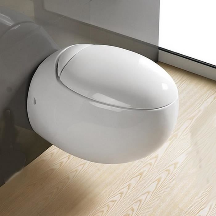 WC Suspendu Oeuf, 59x41 cm, Blanc, avec Abattant, Ove