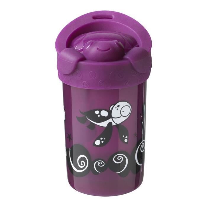 TOMMEE TIPPEE Tasse anti-chute super cup avec couvercle - déco violet