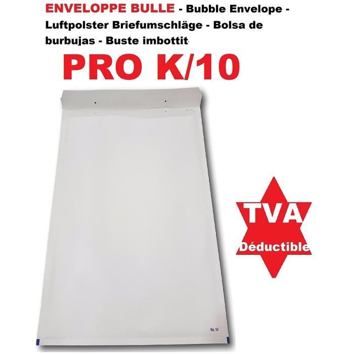 50 Enveloppes a Bulles blanche PRO k-10 350 x 470 mm (dimension pochette intérieure) type k10 enveloppe matelassé blanc 350 x 470 +