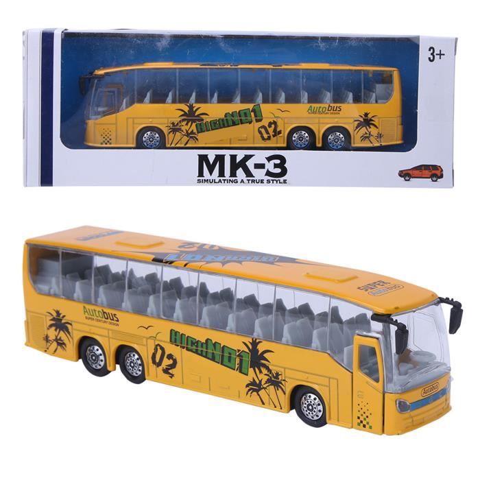 VINGVO Jouet de bus 1:50 Simulation Transit Bus Model Toy Alloy Pull-Back Bus Toy avec lumière et musique pour les enfants (jaune)