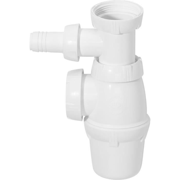 WIRQUIN Siphon d’évier - Réglable en hauteur - Avec prise machine à laver