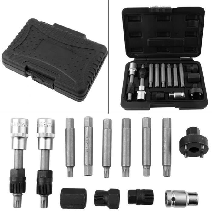 13 Pcs Alternateur Démontage de poulie roue libre Socket Bit Set Garage Service Tool Kit