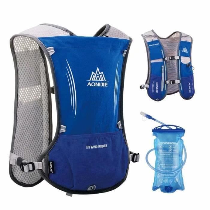 BIR22369-Sac à Dos Hydratation 5L Marathoner Running Race Gilet d'hydratation - Bleu - avec vessie d'eau de 1,5 L