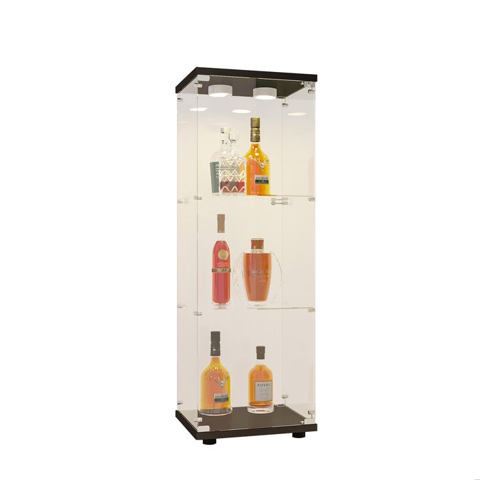 Vitrine Collection Avec LED 16 Couleurs - Portes Verre + 3 Tiroirs - 200 X 60 X 40 Cm - Étagères Réglables - Blanc
