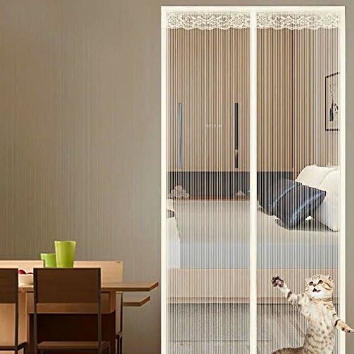 Moustiquaire Magnétique Pour Porte – Joint Magnétique De Haut En Bas, Fermeture Automatique, Garde L'Air Frais à L'Intérieur, 100x185cm (Blanc