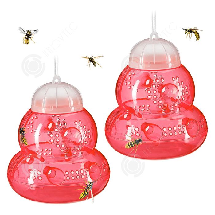 Lot De 3 Pièges à Guêpes Réutilisables - Double Entrée, Sans Produit Chimique - Pour Jardin, Balcon, Terrasse