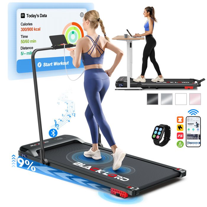 Tapis De Course Pliable BLACK LORD 4 En 1 - Walkingpad, Vitesse 1-12 Km/h, Inclinaison 9%, Moteur 3.2CV, Compact - 4