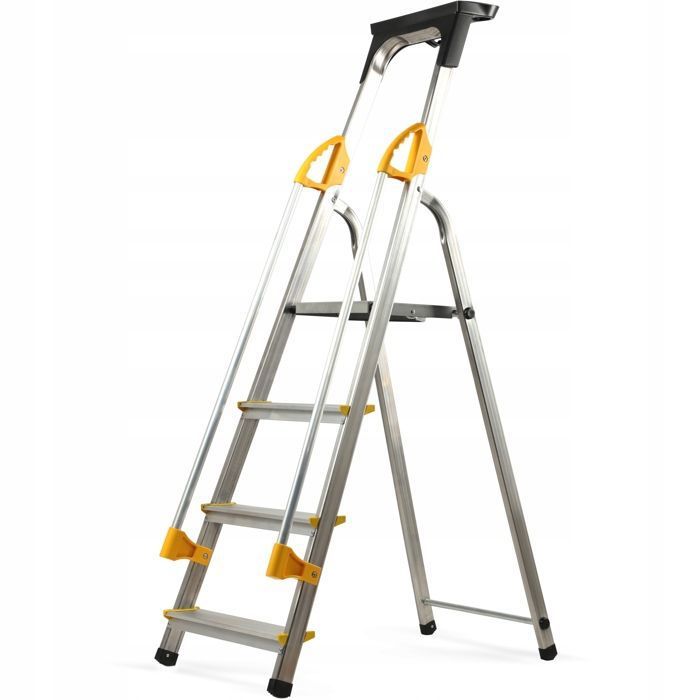 KADAX Échelle de ménage en aluminium 4 marches avec mains courantes crochet gratuit