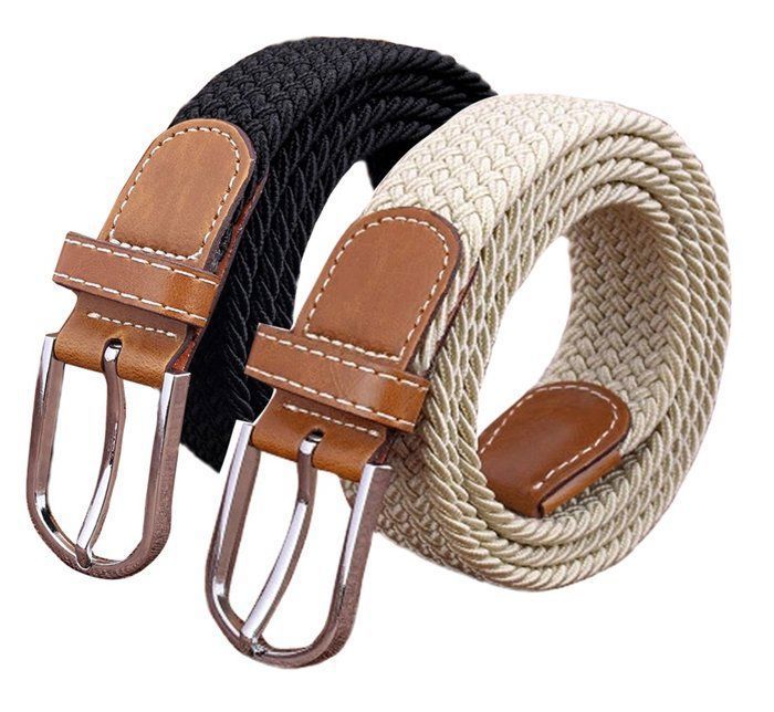 TANGCHAO Unisexe Tissu élastique Ceinture Élastique Tressée Stretch Belt Ceinture Étirable Pour