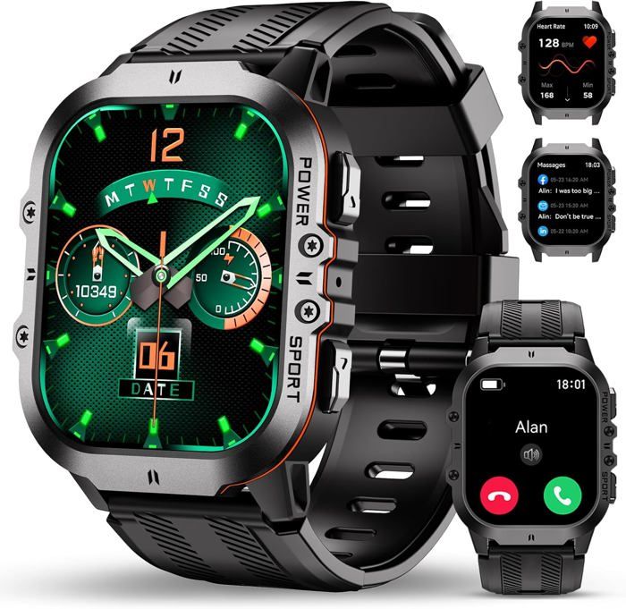 Montre Connectée Homme - Écran AMOLED 1.43", Appels Bluetooth, 120 Modes Sport, IP68