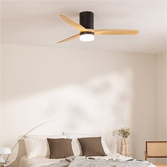 Ventilateur de plafond - Create - Avec lumière - Silencieux - 40W - Noir/Effet bois clair - Create