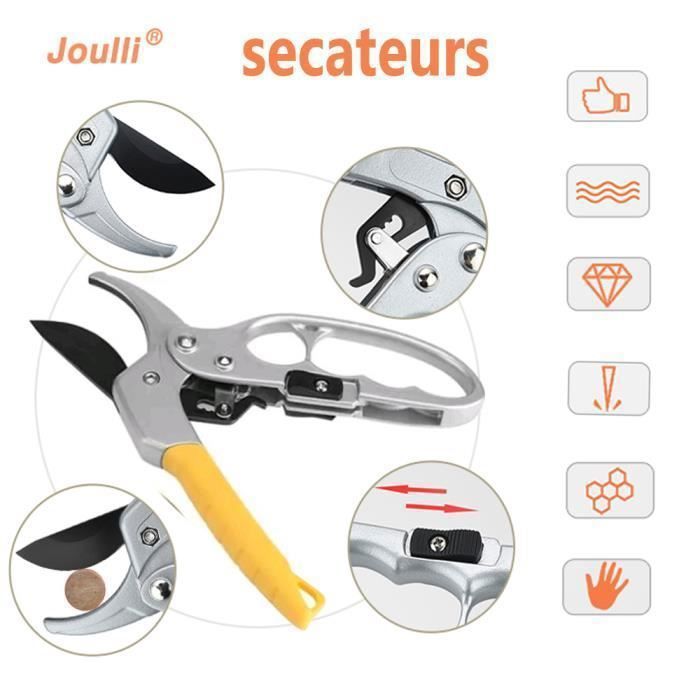 Hortem Lot 3 Outils Jardin – Sécateur 72 Cm, Cisaille Haies 58 Cm, Élagueur 20 Cm Avec Poignées Confort