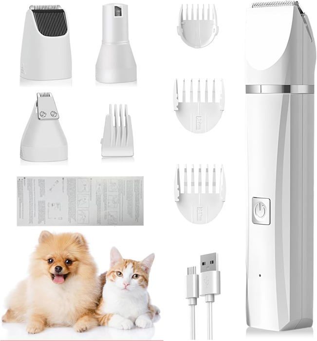 Comparer les prix de Tondeuse 4 en 1 pour pattes de chien avec coupe-pattes et meuleuse à ongles pour chienschats et petits animaux de compagnieBlanc